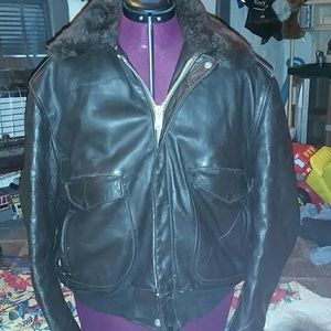 Vintage bomber authentic leather flight jacket